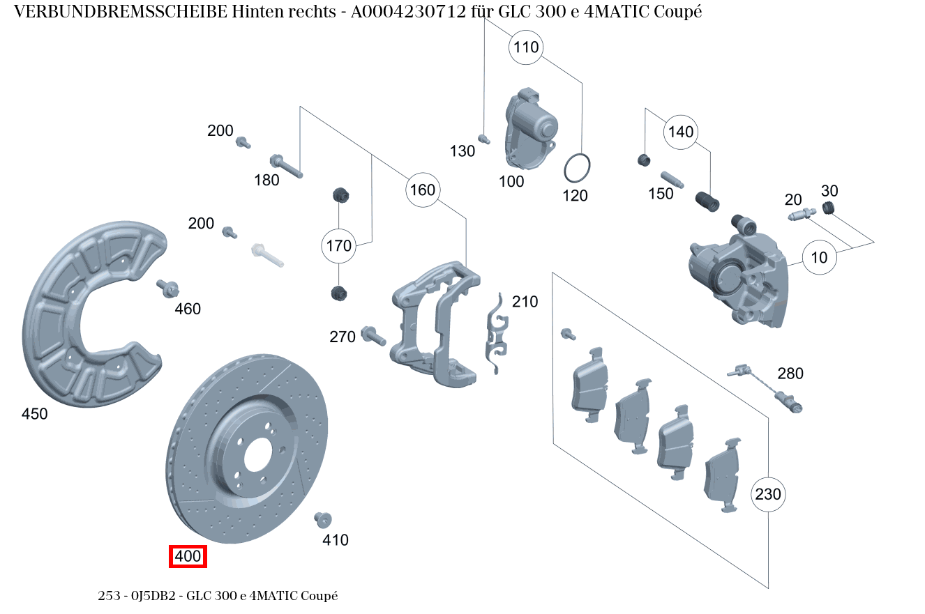 Verbundbremsscheibe Hinten rechts GLC 300 e 4MATIC Coupé 253