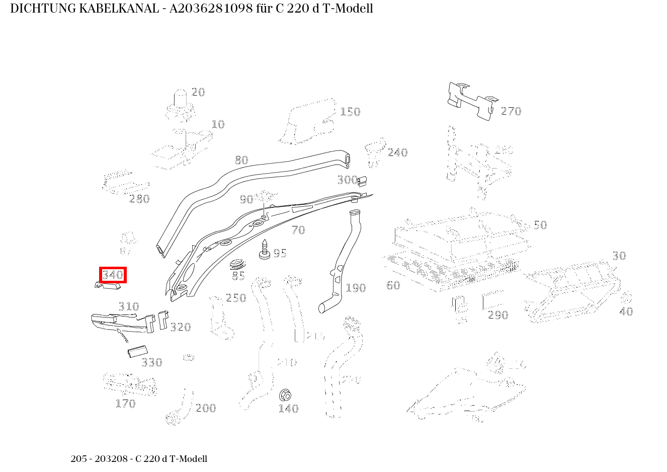 ABDICHTUNG KABELKANAL C 220 d T-Modell 205 ABDICHTUNG KABELKANAL C 220 d T-Modell 205