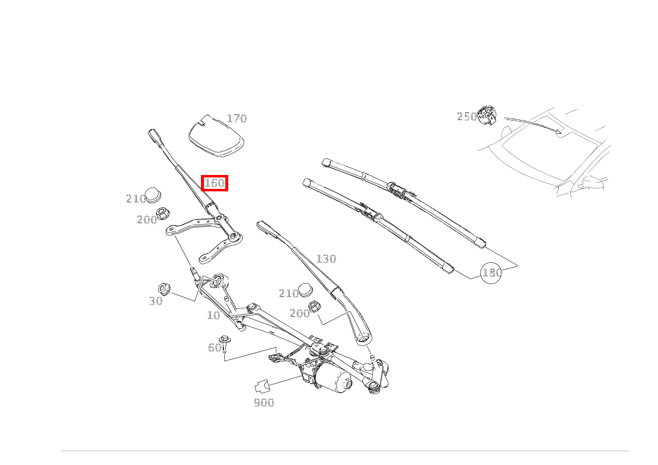 Wischerarm Beifahrerseite C 200 4MATIC T-Modell 205