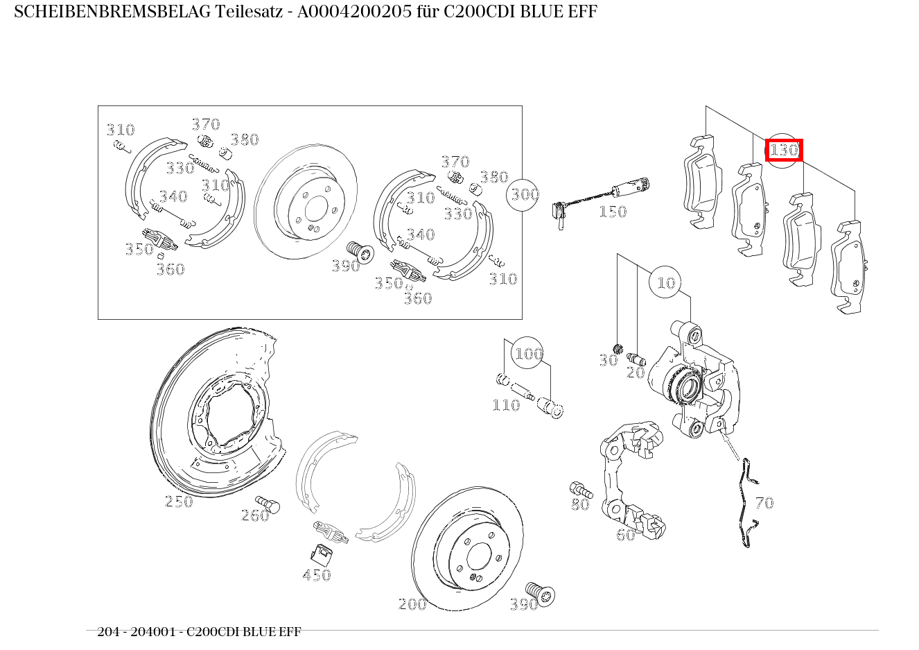 Scheibenbremsbelag Teilesatz C200CDI BLUE EFF 204