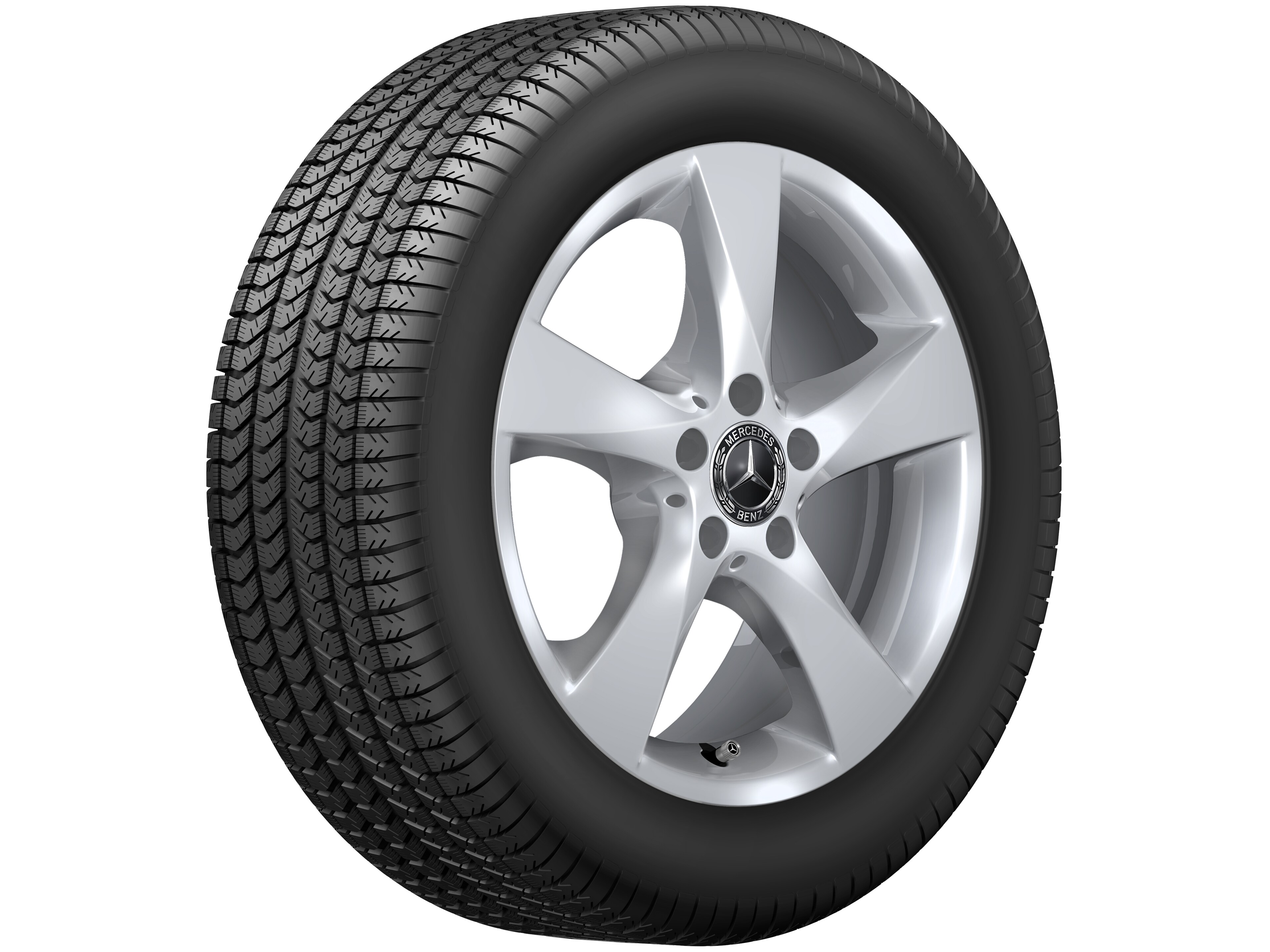 Mercedes-Benz - Original Mercedes-Benz 17 Zoll Ganzjahr-Komplettrad 5-Speichen-Rad vanadiumsilber, 225/55 R17 109/107H Goodyear Vector 4 Seasons Cargo MO-V