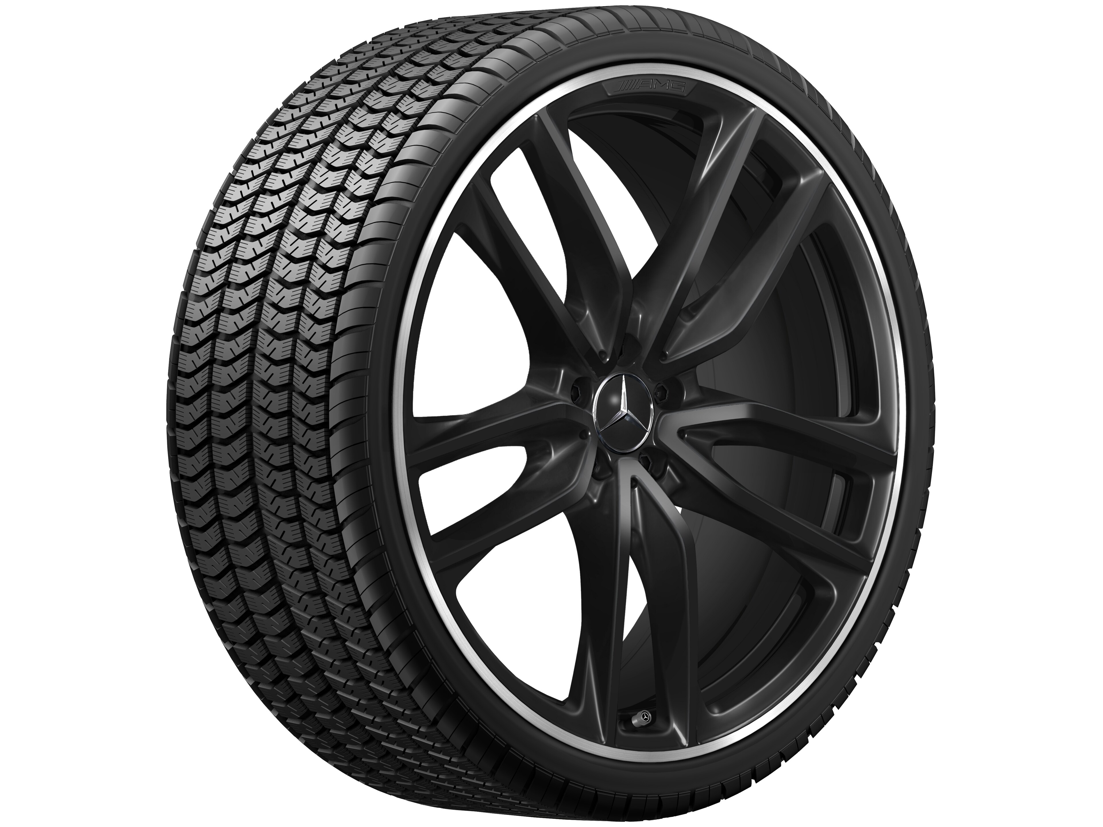 Mercedes-Benz - AMG 5-Doppelspeichen-Rad, 23 Zoll, 11,5 J x 23 ET 47, schwarz, Felgenhorn glanzgedreht