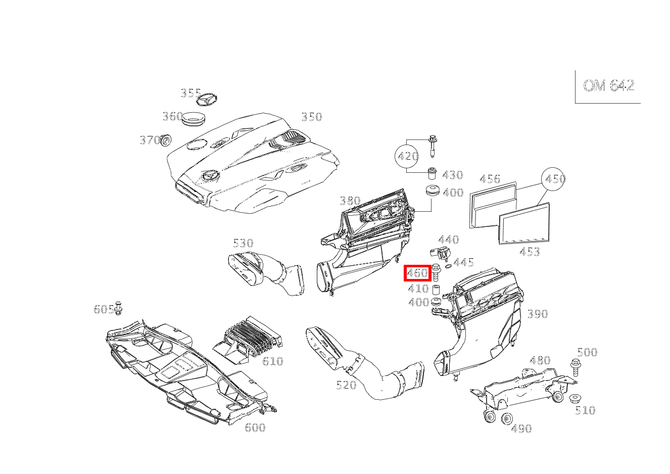Sechsrundschraube LUFTFILTERGEHAEUSE AN ZYLINDERKOPFHAUBE VORNE; M6X25 E350T BT 4M 212