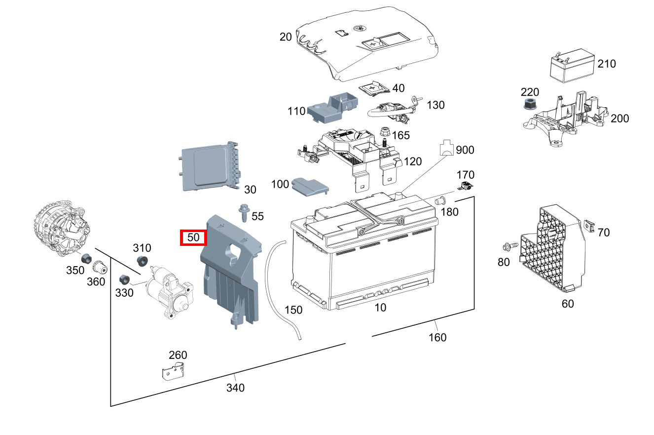 Seitenwand Starterbatterie A 200 Limousine 246