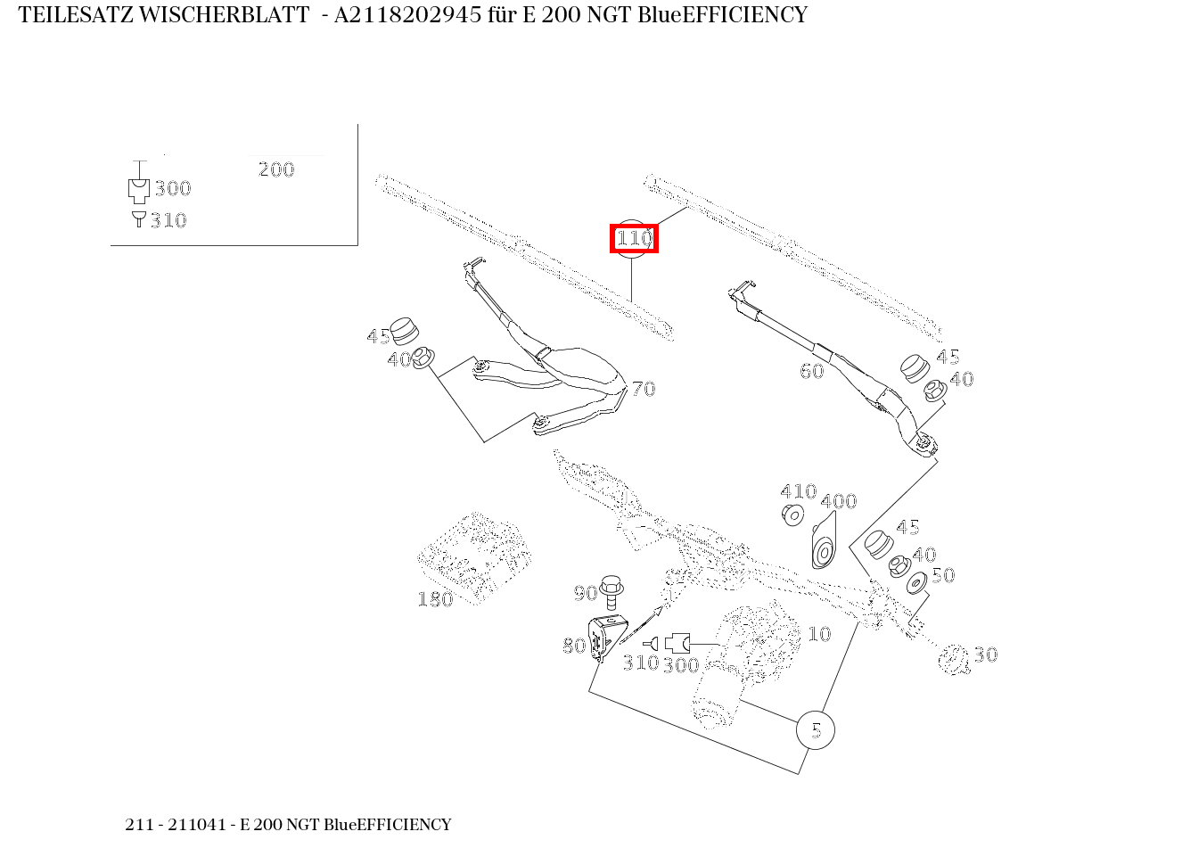 Teilesatz Wischerblatt E 200 NGT BlueEFFICIENCY 211 Teilesatz Wischerblatt E 200 NGT BlueEFFICIENCY 211