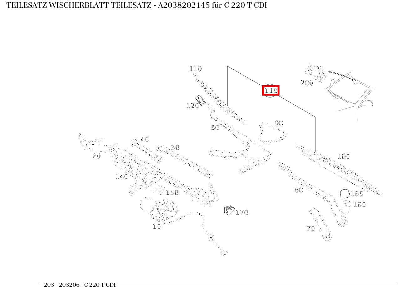 Teilesatz Wischerblatt TEILESATZ C 220 T CDI 203