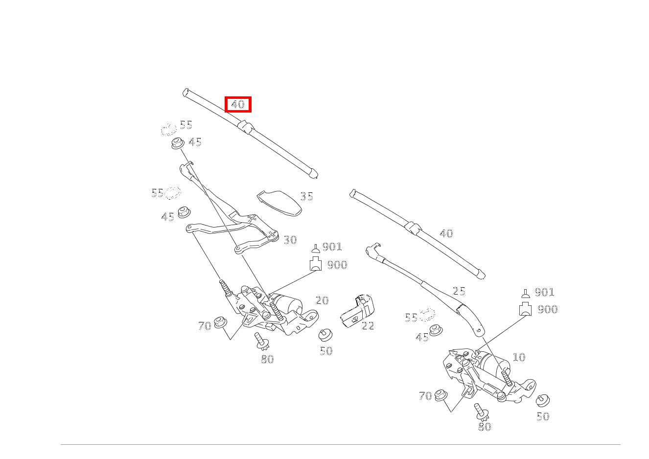 Teilesatz Wischerblatt LINKS UND RECHTS S 500/550 4M 221
