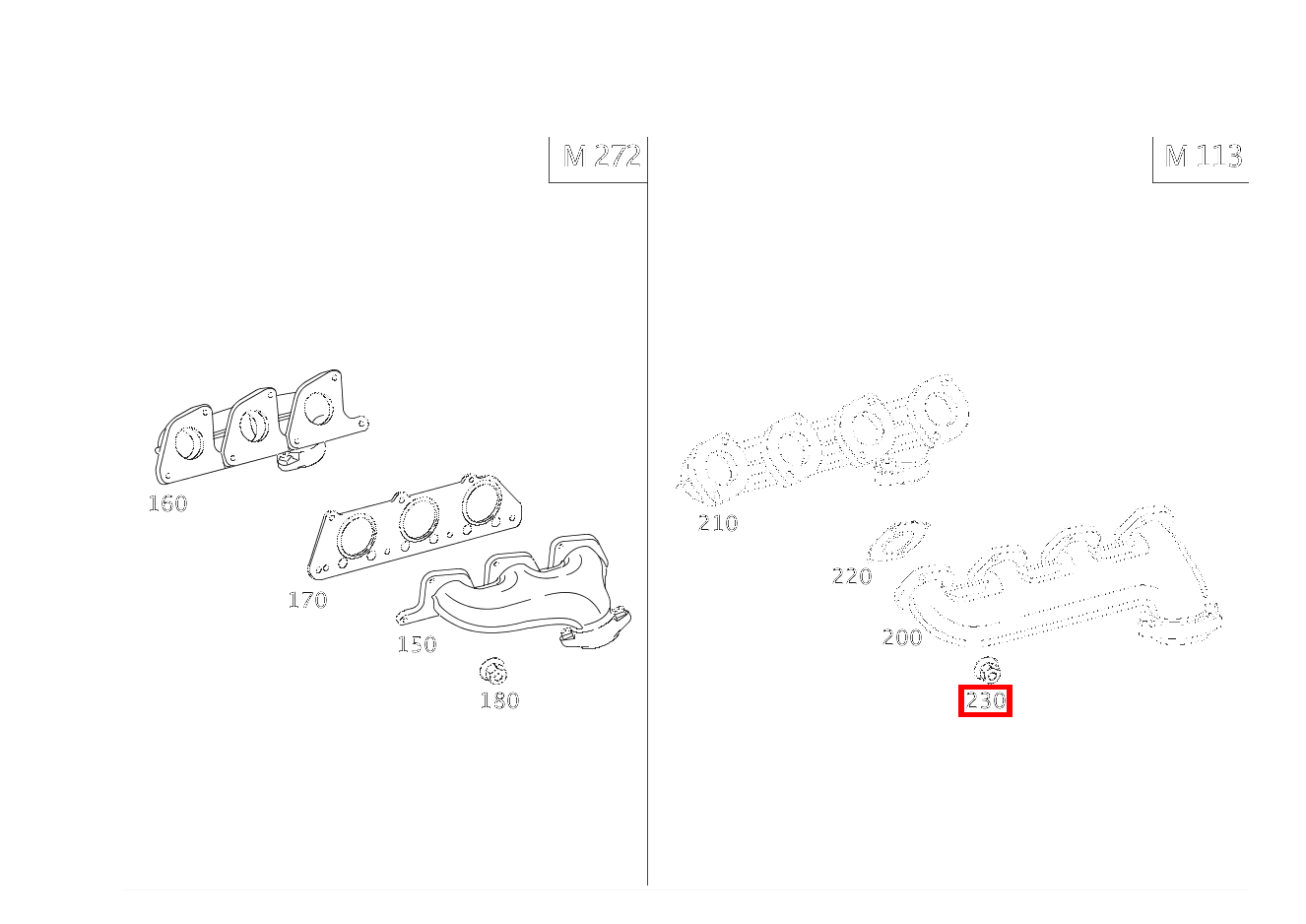 Sechskantmutter AUSPUFFKRUEMMER AN ZYLINDERKOPF; M6 SLK 55 AMG Roadster 171