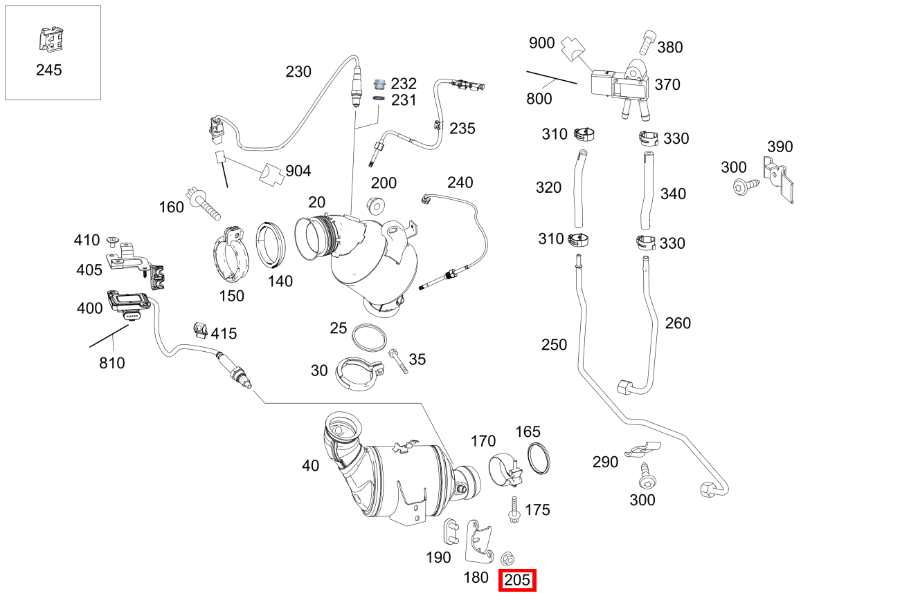 Sechskantmutter FUER HALTER AN PARTIKELFILTER; M8 GLK220BT 4M 204