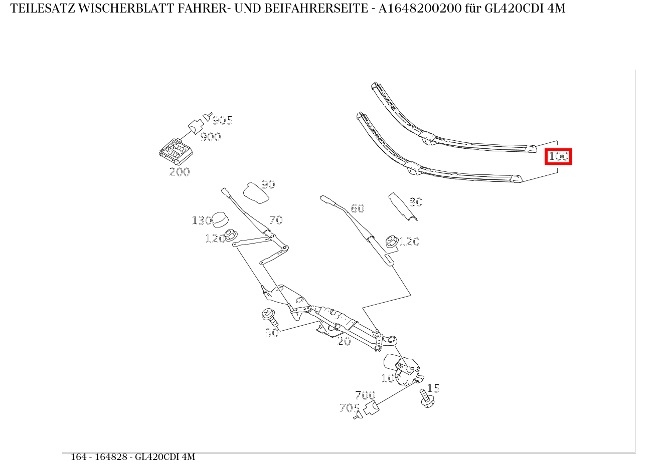 Teilesatz Wischerblatt FAHRER- UND BEIFAHRERSEITE GL420CDI 4M 164