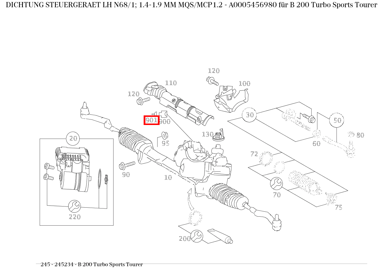 ABDICHTUNG STEUERGERAET LH N68/1; 1.4-1.9 MM MQS/MCP1.2 B 200 Turbo Sports Tourer 245