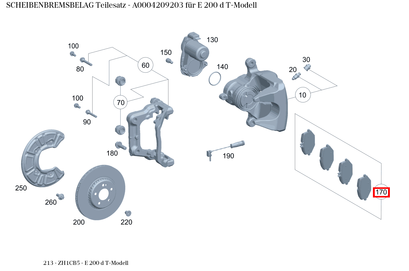 Scheibenbremsbelag Teilesatz E 200 d T-Modell 213 Scheibenbremsbelag Teilesatz E 200 d T-Modell 213