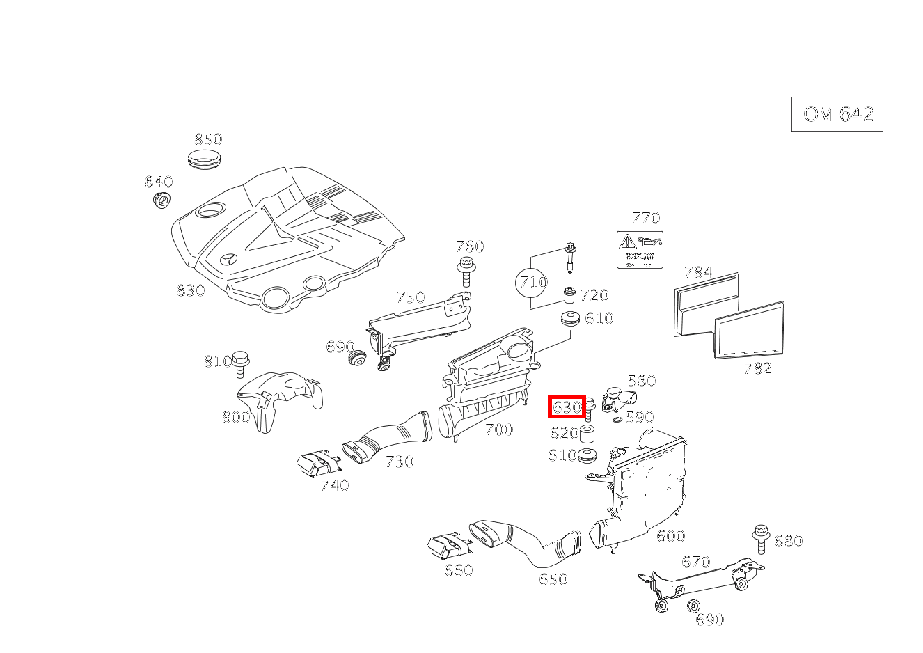 Sechsrundschraube LUFTFILTERGEHAEUSE AN ZYLINDERKOPFHAUBE VORNE; M6X25 CLK 320 CDI Coupé 209