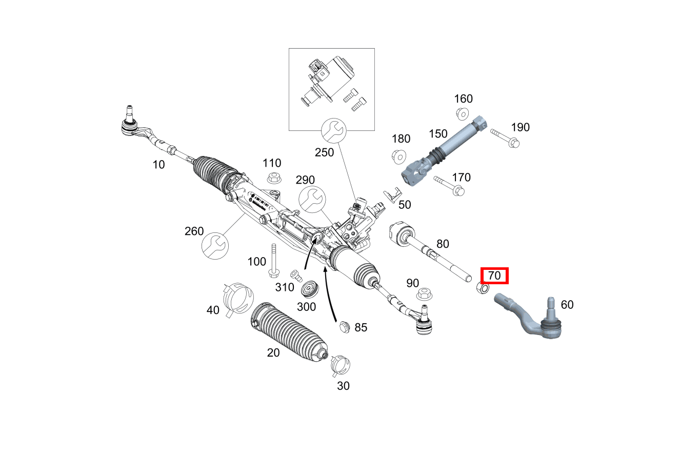 Sechskantmutter SPURSTANGE RECHTS; M14X1.5 E 500/550 CABR. 207
