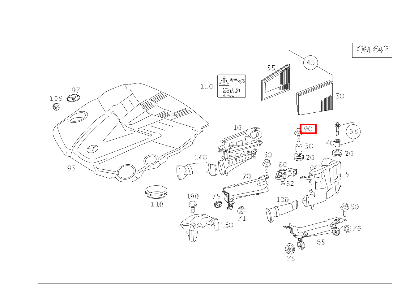 Sechsrundschraube LUFTFILTER AN ZYLINDERKOPFHAUBE; M6X25 S350BT L 4M 221